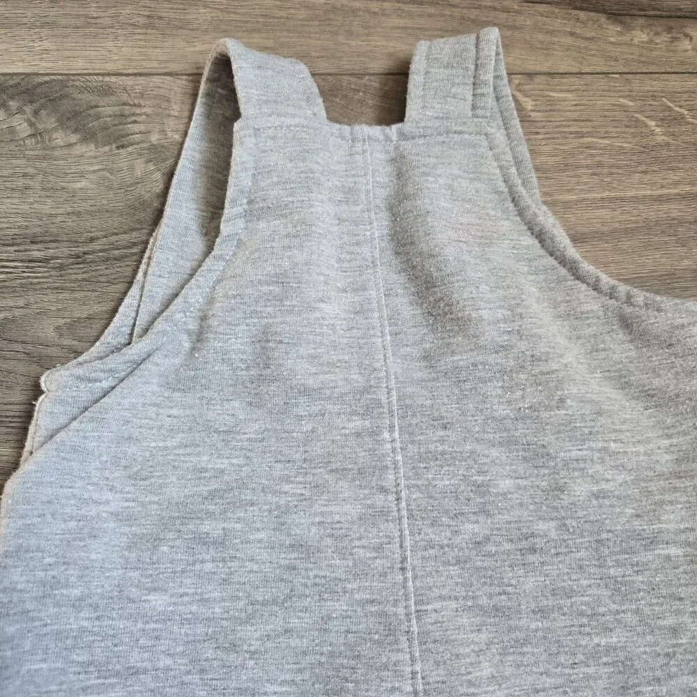 Baby Club Chic RN Gray Cotton Footed Overalls Dungarees Romper Quilted Knees NB